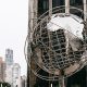 A metal globe in New York City representing government conservatorship
