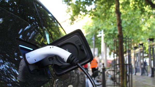 EV battery car charging on street