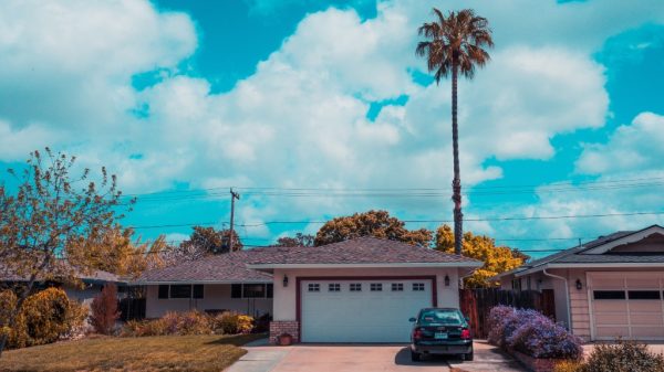 Home in California with palm tree