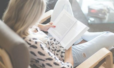 woman reading books