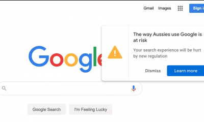 Google Australia home page pop-up