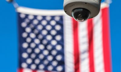 security camera with american flag in the background