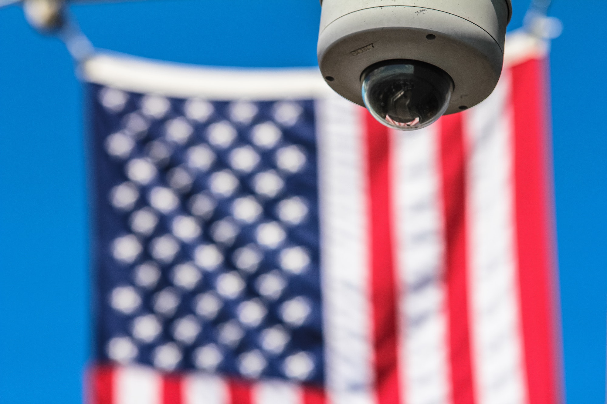 security camera with american flag in the background