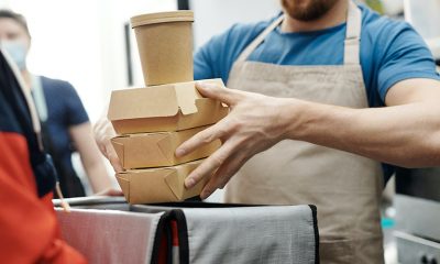 Restaurants prepares delivery or to-go food for safety