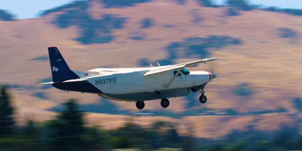 Pilotless plane owned by Reliable Robotics taking off.