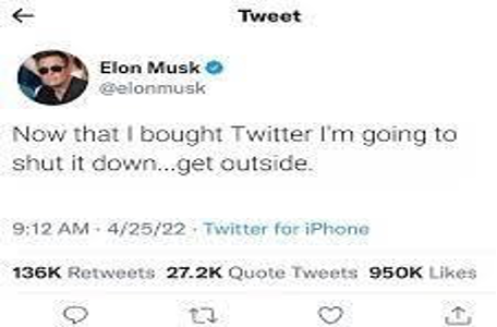 Elon Musk Twitter Tweet